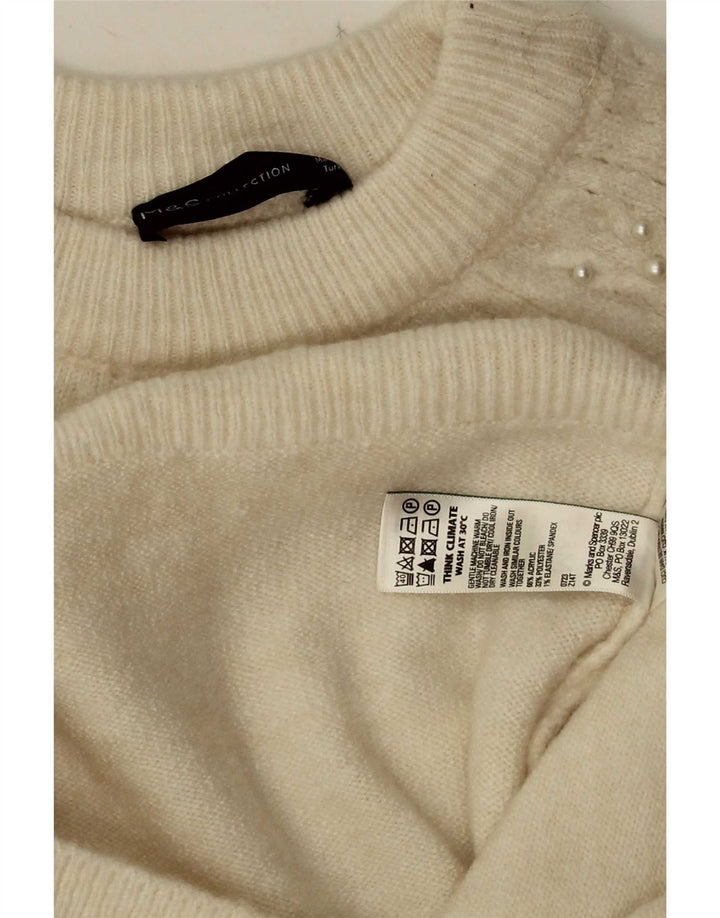Marks & Spencer Damen-Pullover mit Rundhalsausschnitt, Gr. 10, Größe S, gebrochenes Weiß