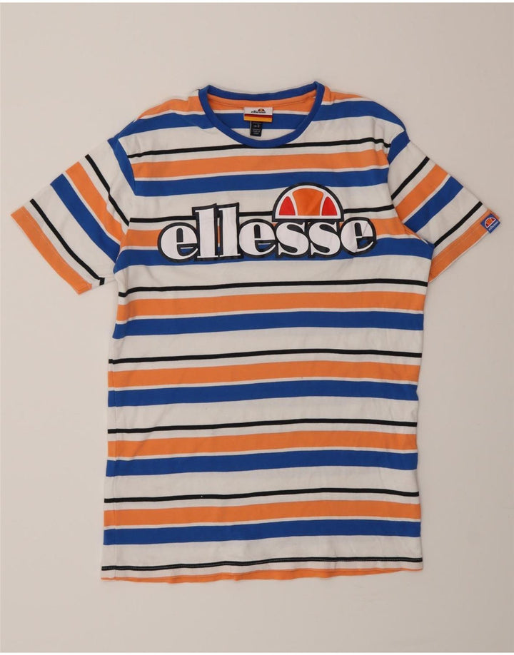Ellesse Herren-T-Shirt mit Grafik, klein, mehrfarbig, gestreift, Baumwolle