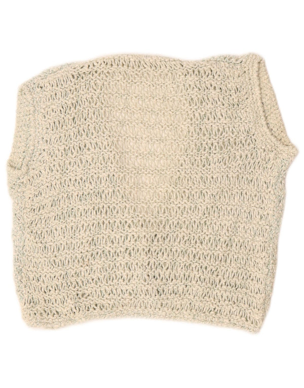 Vintage Damen Durchsichtiger Cardigan Pullover UK 16 Large Off White Flecked