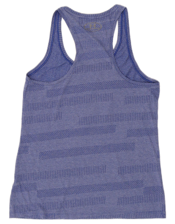 Under Armour Damen Heat Gear Weste Top UK 12 Mittelblau gestreift