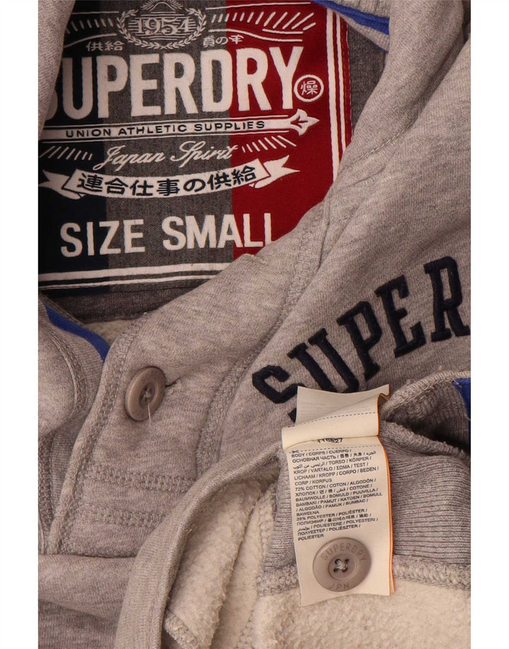 Superdry Herren-Sweatshirt mit grafischem Knopfkragen, Größe S, Grau, Baumwolle
