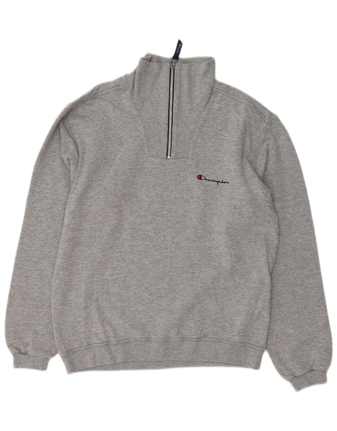 Champion Herren-Sweatshirt mit Reißverschluss am Hals, klein, grau gesprenkelte Baumwolle