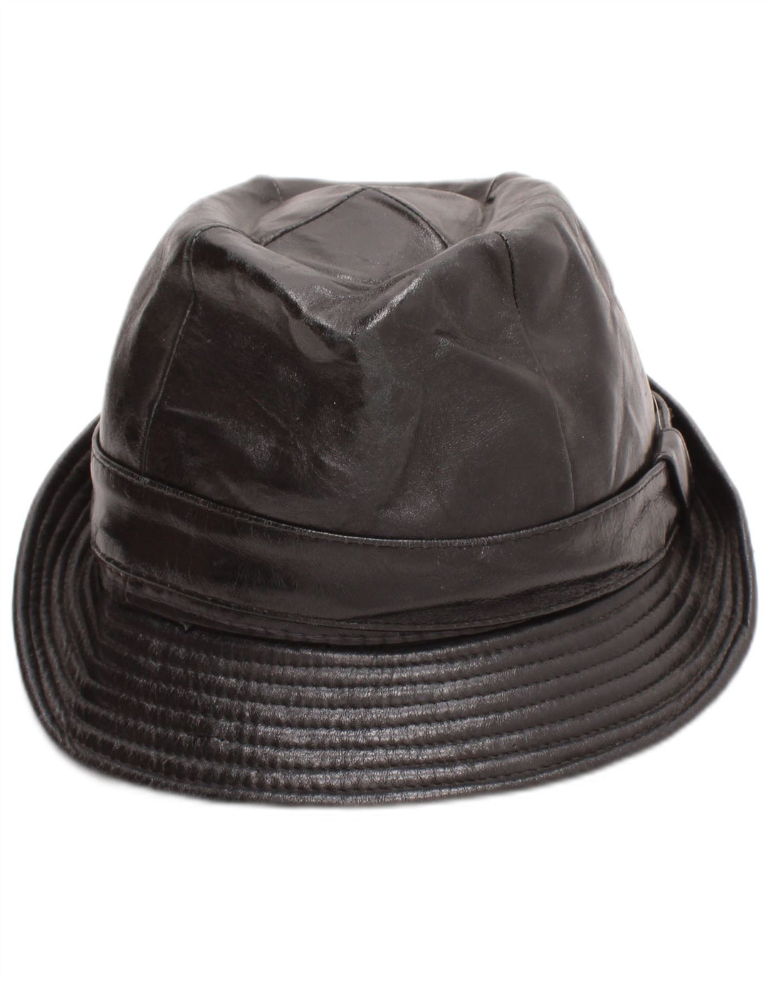 Vintage Herren Leder Fedora Hut Medium Schwarz