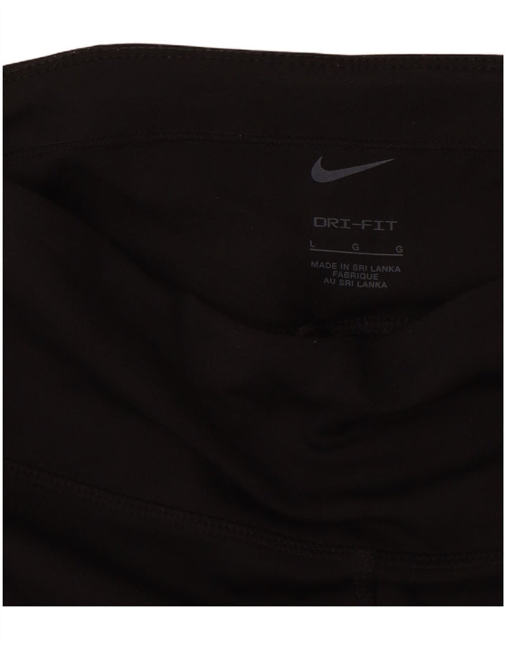NIKE Womens Dri Fit Capri Leggings UK 14 Large Schwarz Polyester
