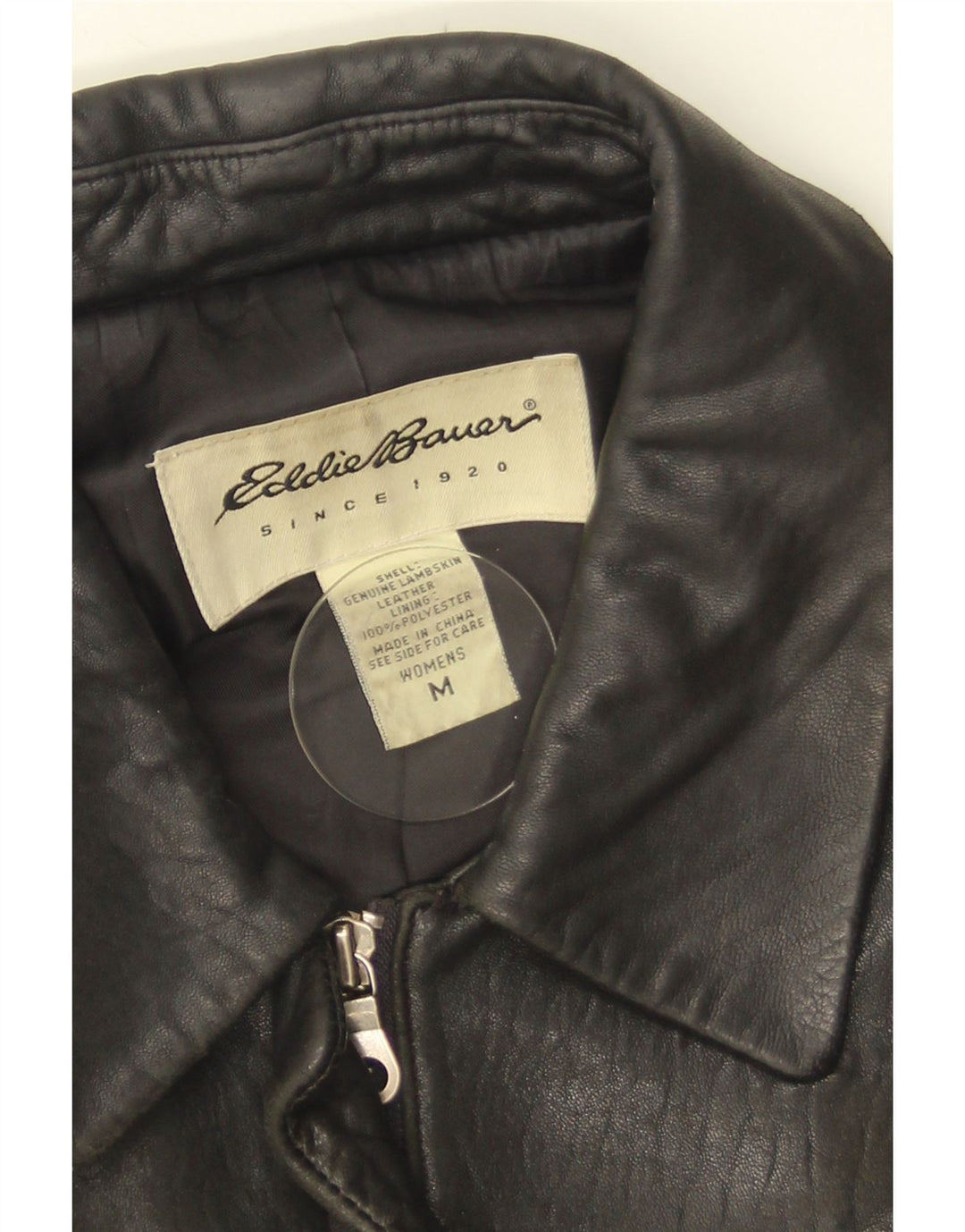EDDIE BAUER Damen Lederjacke UK 14 Mittelschwarzes Leder