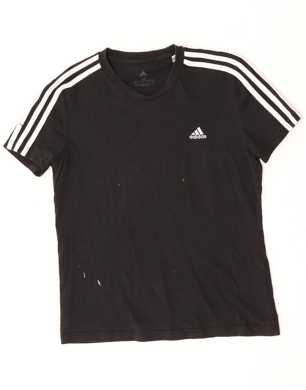 Adidas Damen T-Shirt Top UK 12/14 Medium Schwarz Baumwolle