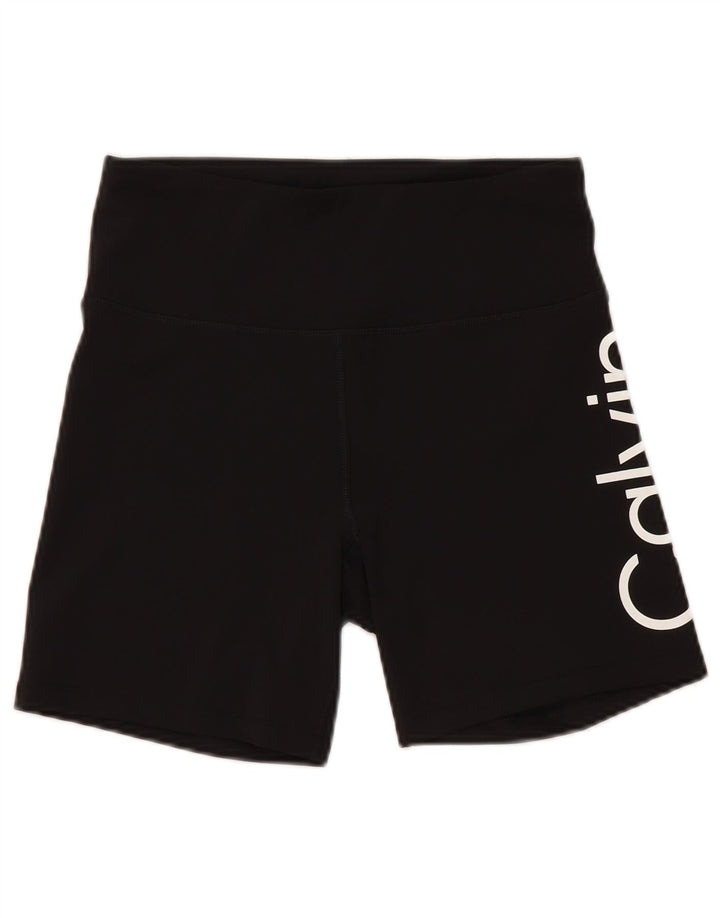 Calvin Klein Damen Graphic Sport Shorts UK 12 Medium Schwarz Polyester