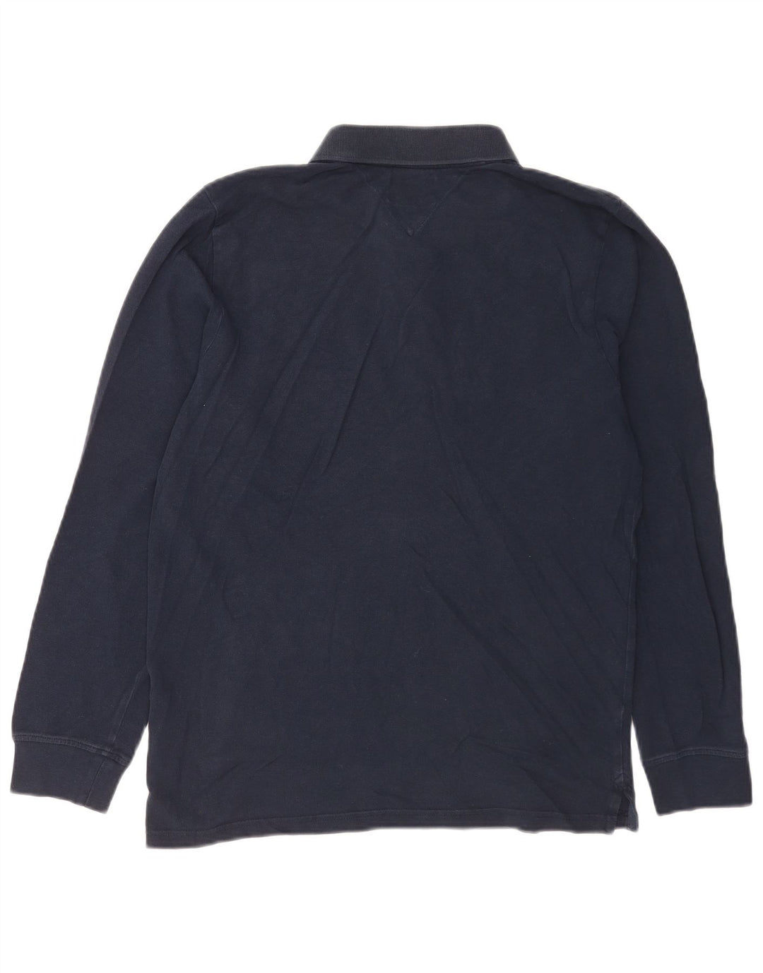 Tommy Hilfiger Herren-Langarm-Poloshirt, mittelmarineblaue Baumwolle
