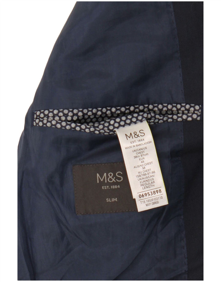 Marks & Spencer Herren-Slim-Blazer mit 2 Knöpfen, Gr. 38, Mittelmarineblau