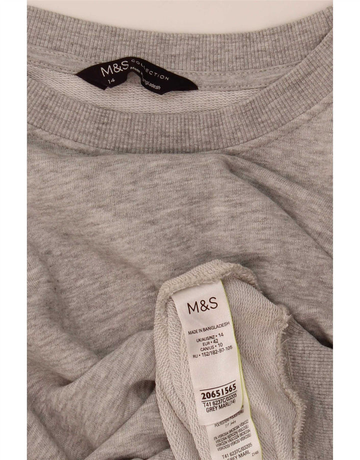 Marks & Spencer Damen Sweatshirt Pullover UK 14 Large Grau Baumwolle