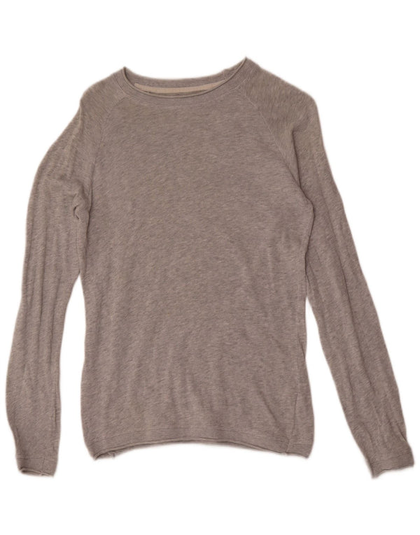 Zara Herren-Pullover mit U-Boot-Ausschnitt, klein, grau gefleckte Baumwolle