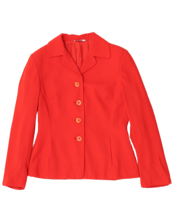 Stefanel Damen 4-Knopf-Blazerjacke IT 42 Mittelrotes Polyester