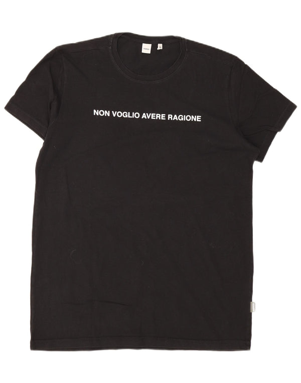 Aspesi Herren Grafik T-Shirt Top XL Schwarz Baumwolle