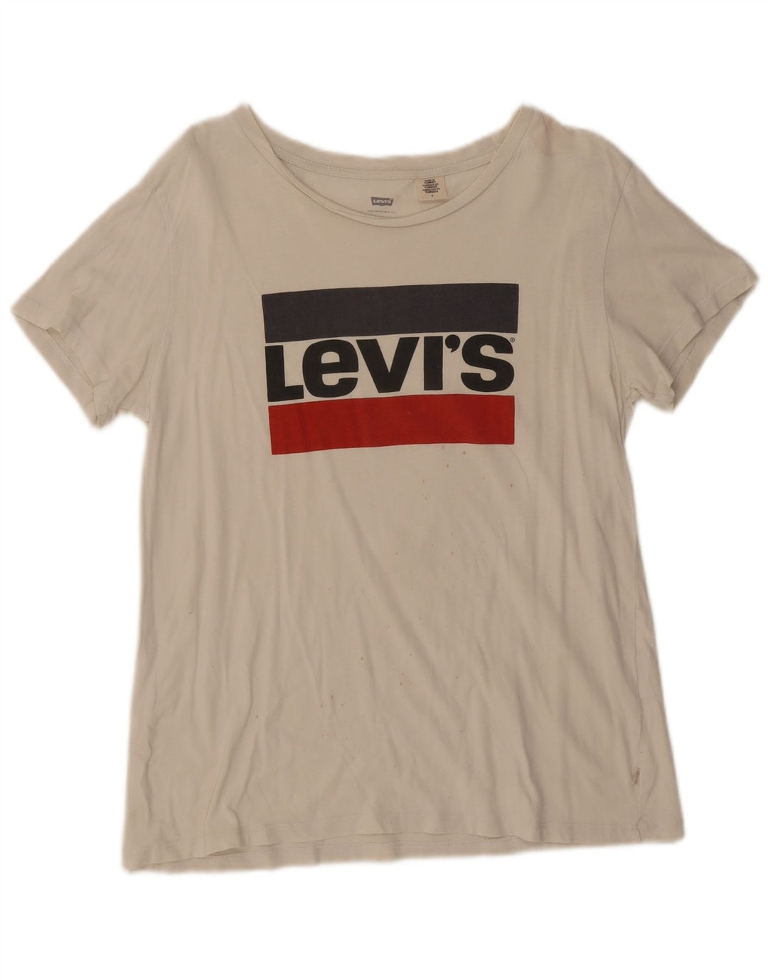 Levi's Damen Grafik-T-Shirt-Oberteil UK 14 Mittelweiß