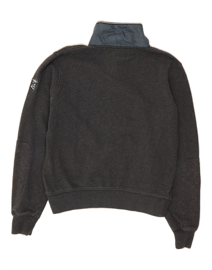 MARINA MILITARE Mens Graphic Button Neck Sweatshirt Jumper Large Grey Vintage Marina Militare and Second-Hand Marina Militare from Messina Hembry 