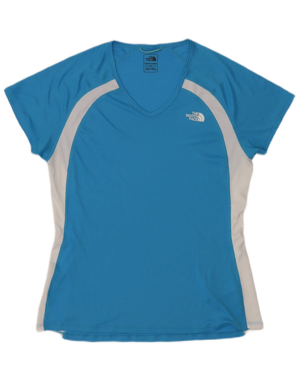 The North Face Damen T-Shirt Top UK 14 Large Blau Colourblock Polyester