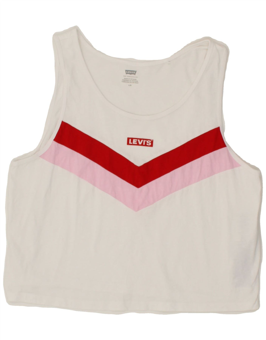 LEVI'S Womens Vest Top UK 14 Large White Striped Cotton Vintage Levi's and Second-Hand Levi's from Messina Hembry 