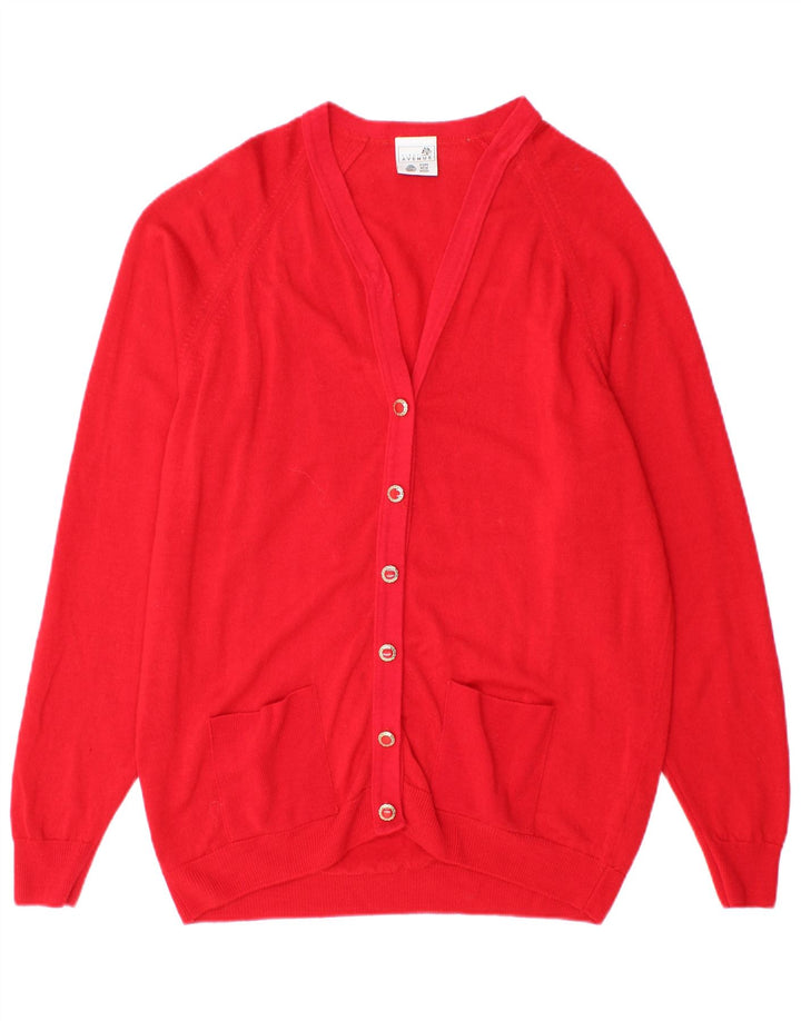 FIRST AVENUE Damen-Cardigan-Pullover UK 16 Große rote Schurwolle