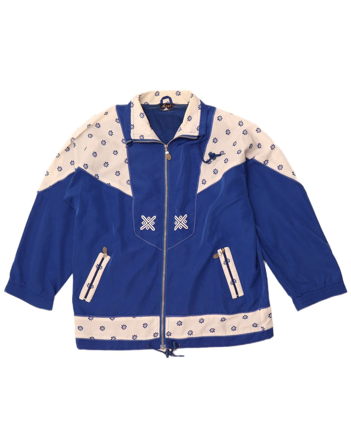 VINTAGE Damen Trainingsanzug Top Jacke 2XL Blau Colourblock Retro