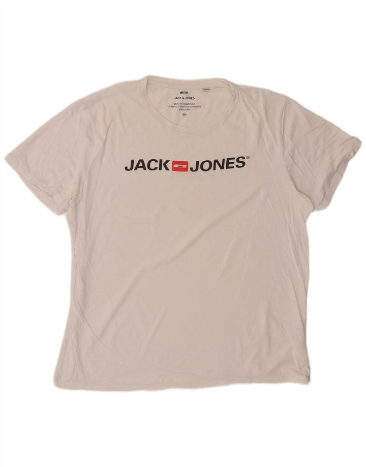 JACK & JONES Herren Grafik T-Shirt Top 2XL Weiße Baumwolle