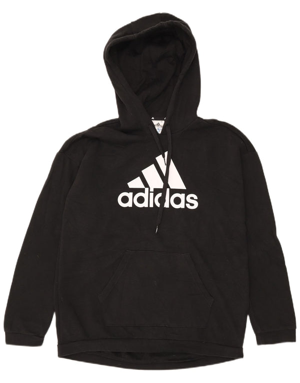 Adidas Womens Graphic Oversized Hoodie Pullover UK 8/10 Small Schwarze Baumwolle