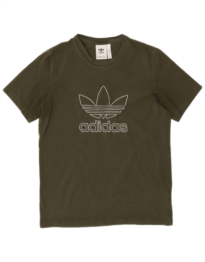 ADIDAS Herren Grafik T-Shirt Top Small Khaki Baumwolle