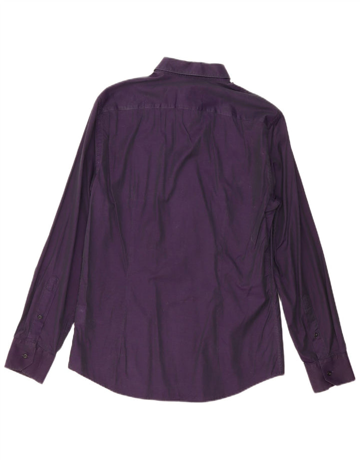 Trussardi Herrenhemd, Größe 40, mittelviolette Baumwolle