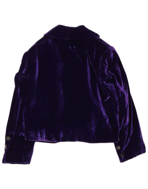 Vintage Damen Crop Velvet Open Bolero Jacke UK 14 Medium Lila