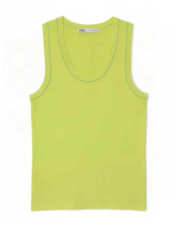 Zara Damen Weste Top UK 12 Mittelgrüne Viskose