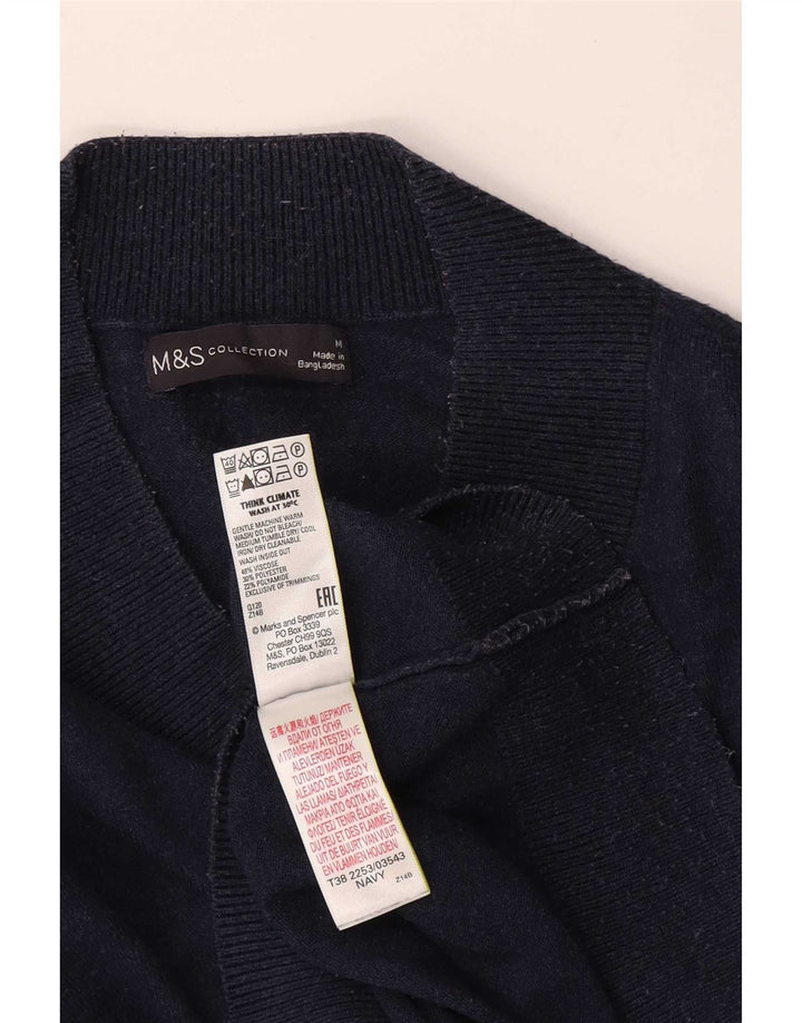 Marks & Spencer Damen Übergroßer Pullover mit V-Ausschnitt Mittelblau