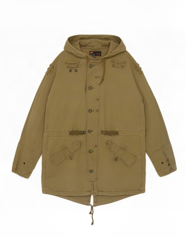 Diesel Herren-Parka mit Kapuze, UK 42, XL, Khaki, Baumwolle