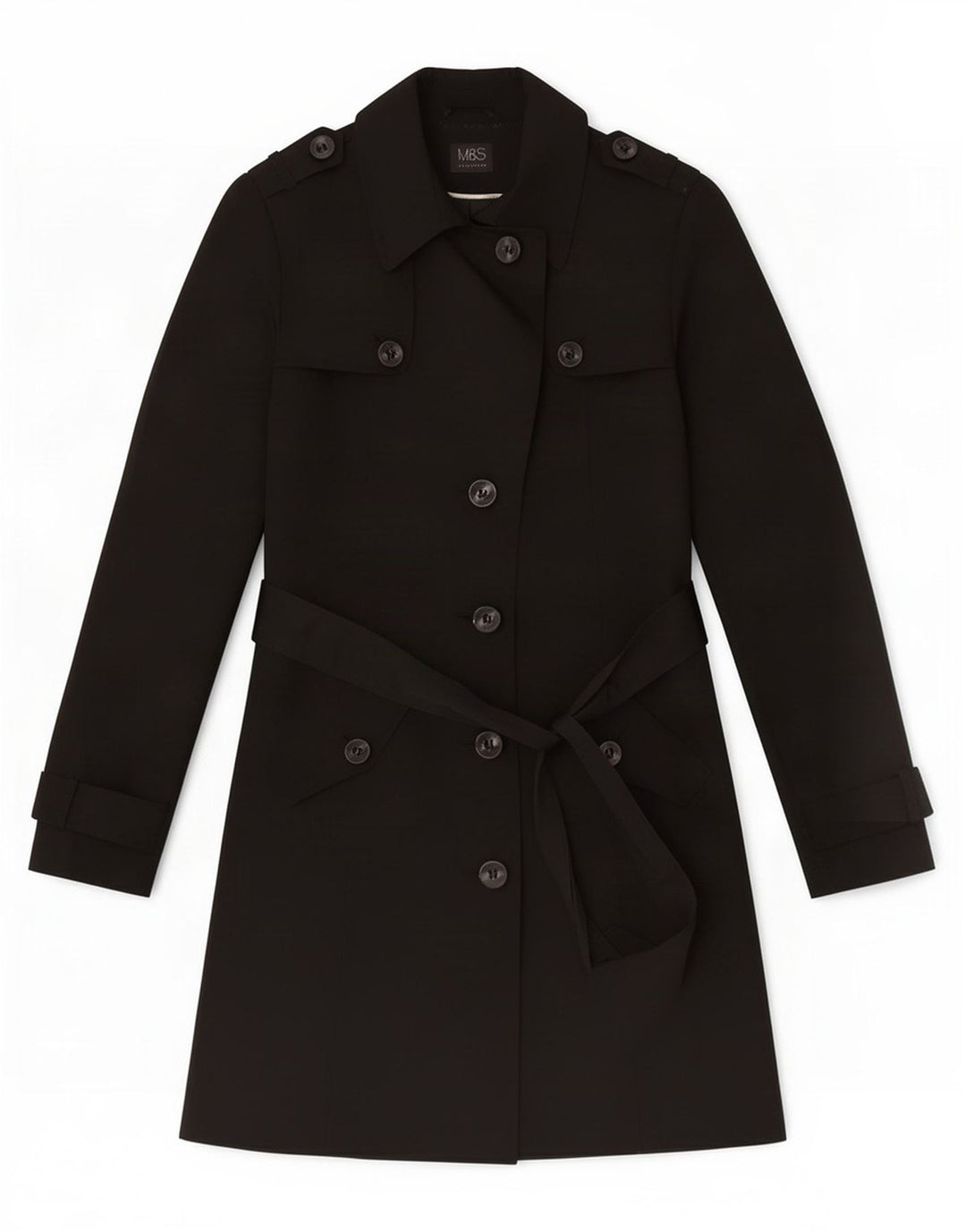 Marks & Spencer Damen Trenchcoat UK 12 Medium Schwarz Polyester
