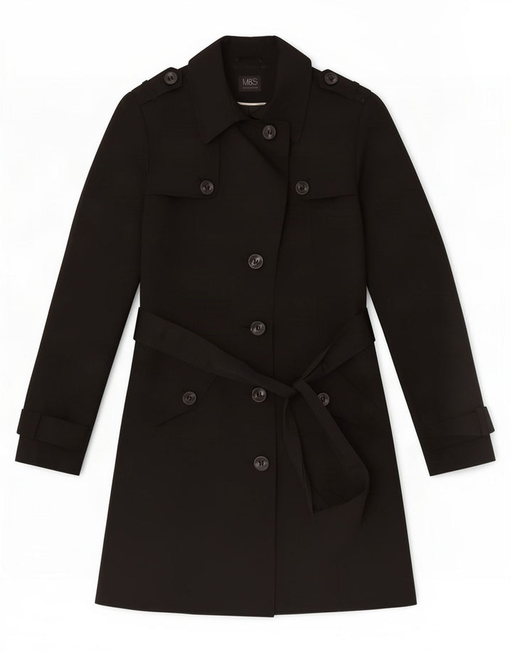 Marks & Spencer Damen Trenchcoat UK 12 Medium Schwarz Polyester