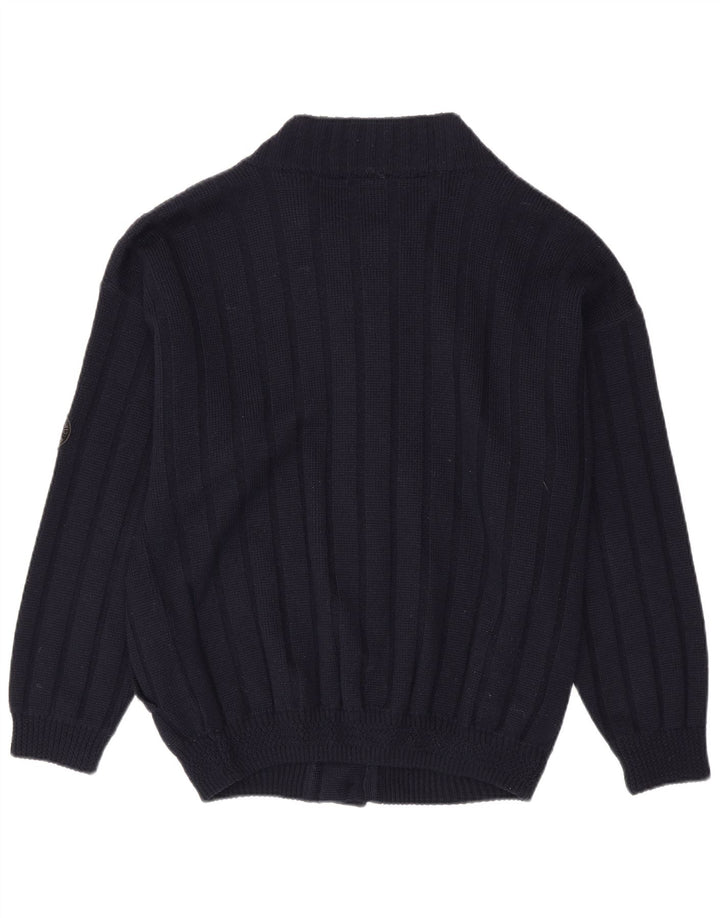 Vintage Herren Cardigan Pullover XL Marineblaue Schurwolle
