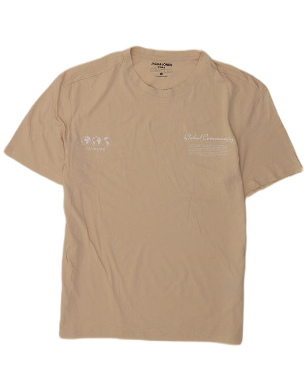 Jack & Jones Herren Grafik T-Shirt Top XL Beige Baumwolle