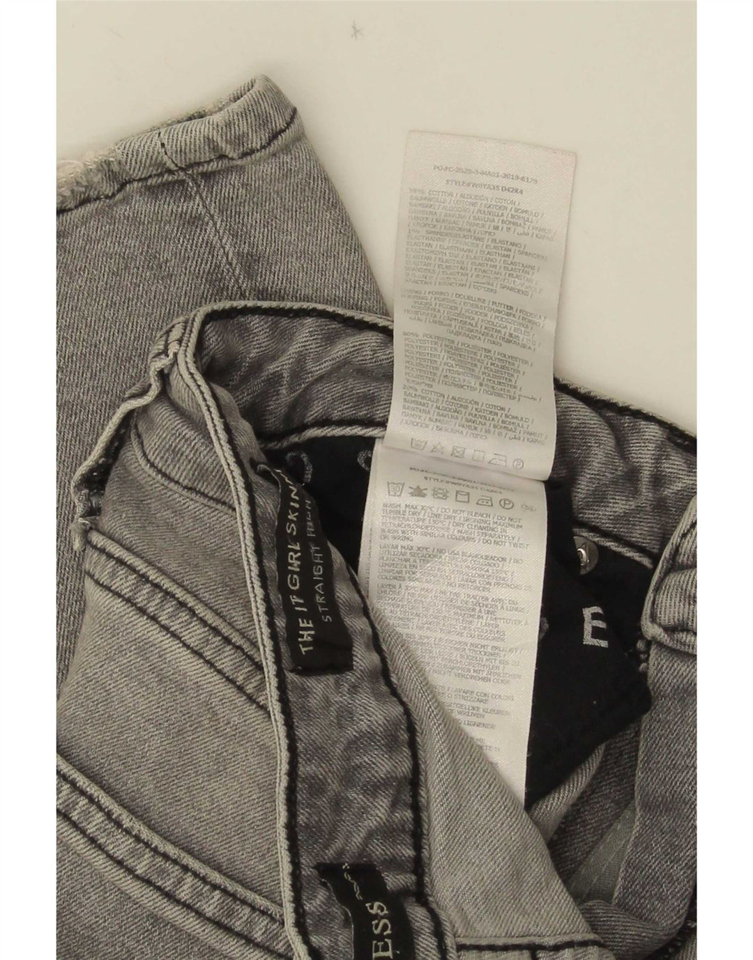 Guess Damen Distressed Straight Skinny Jeans W27 L28 Graues Polyester