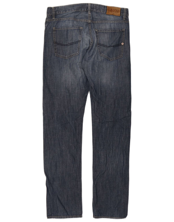 Rifle Herren Straight Jeans IT 48 Medium W34 L34 Blaue Baumwolle