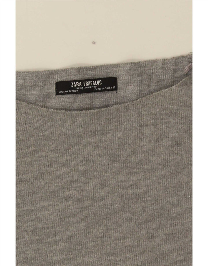 Zara Damen Trafaluc Übergroßes Top Langarm UK 10 Small Grau