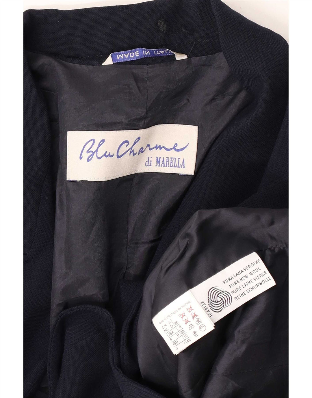 Marella Damen-Blazer mit 1 Knopf, UK 10, Größe S, marineblaue Schurwolle