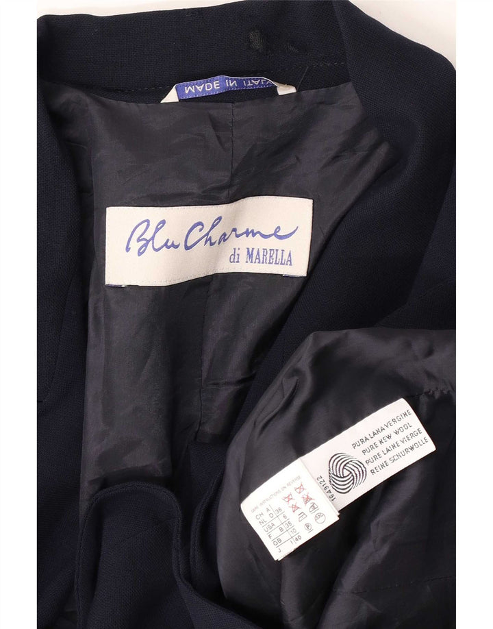 Marella Damen-Blazer mit 1 Knopf, UK 10, Größe S, marineblaue Schurwolle