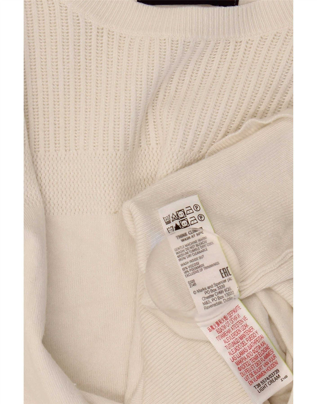 Marks & Spencer Damen-Pullover mit Rundhalsausschnitt, Gr. 14, Mittel, gebrochenes Weiß