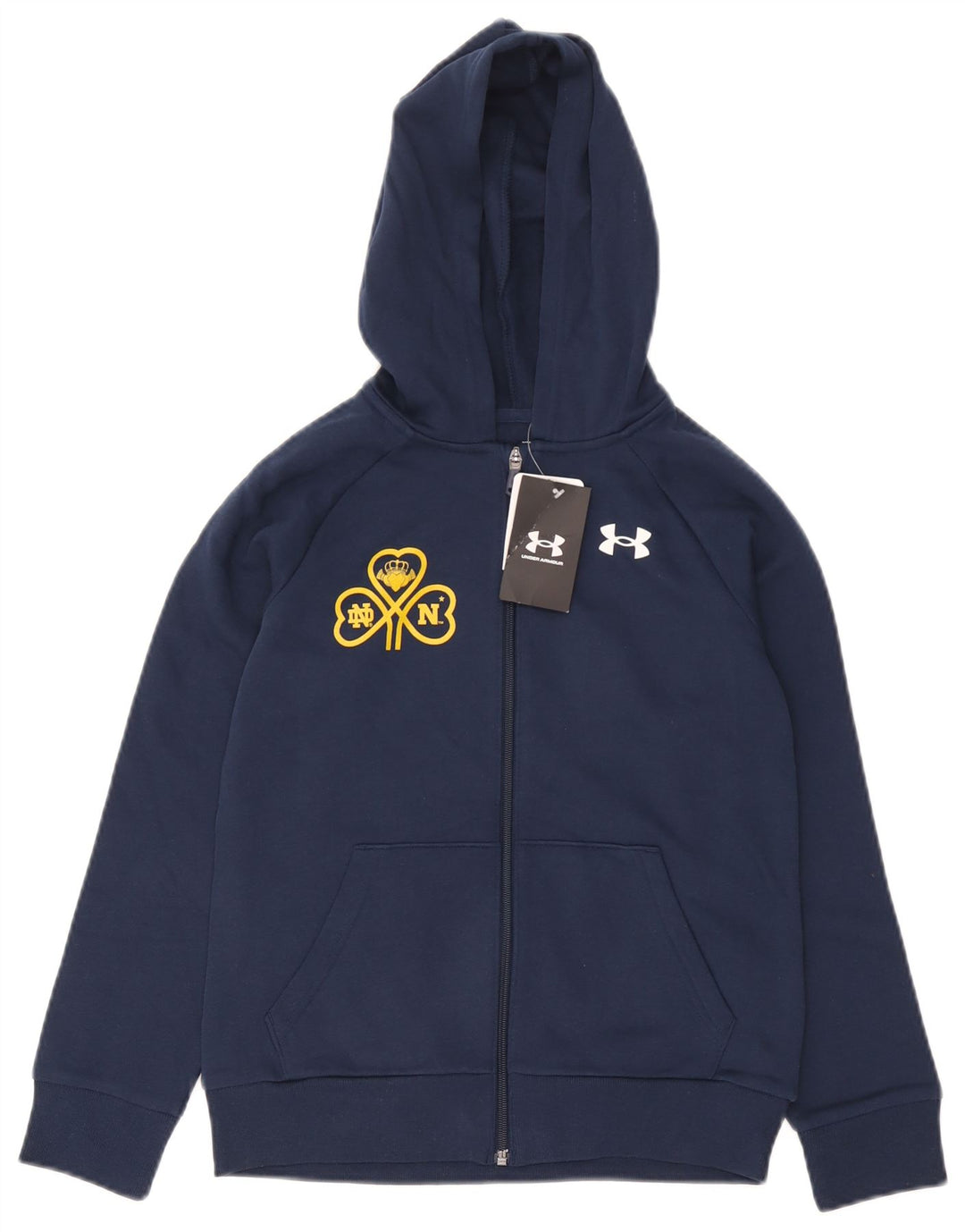 Under Armour Jungen-Kapuzenpullover mit grafischem Reißverschluss, 9–10 Jahre, mittleres Marineblau