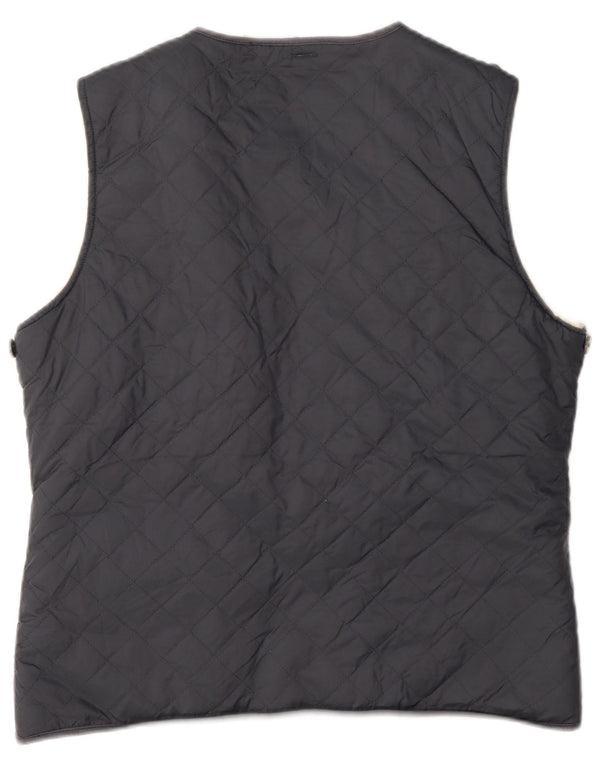 Jack Wills Damen Sherpa Open Quilted Gilet UK 14 Large Grau Baumwolle