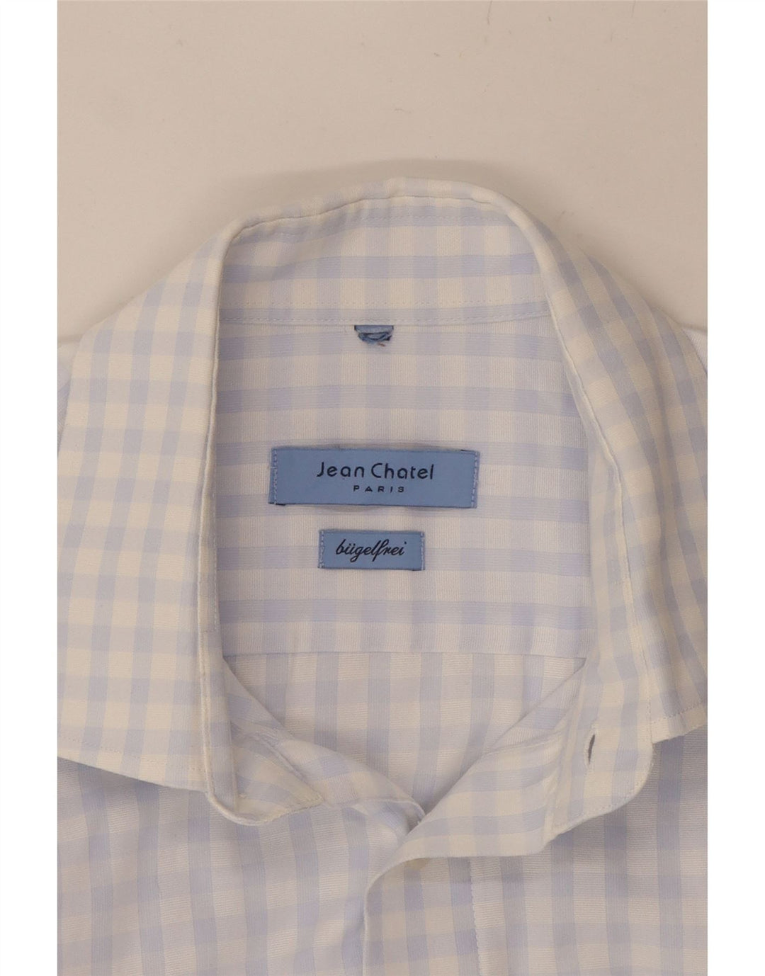 JEAN CHATEL Mens Shirt Large Blue Gingham Vintage Jean chatel and Second-Hand Jean chatel from Messina Hembry 