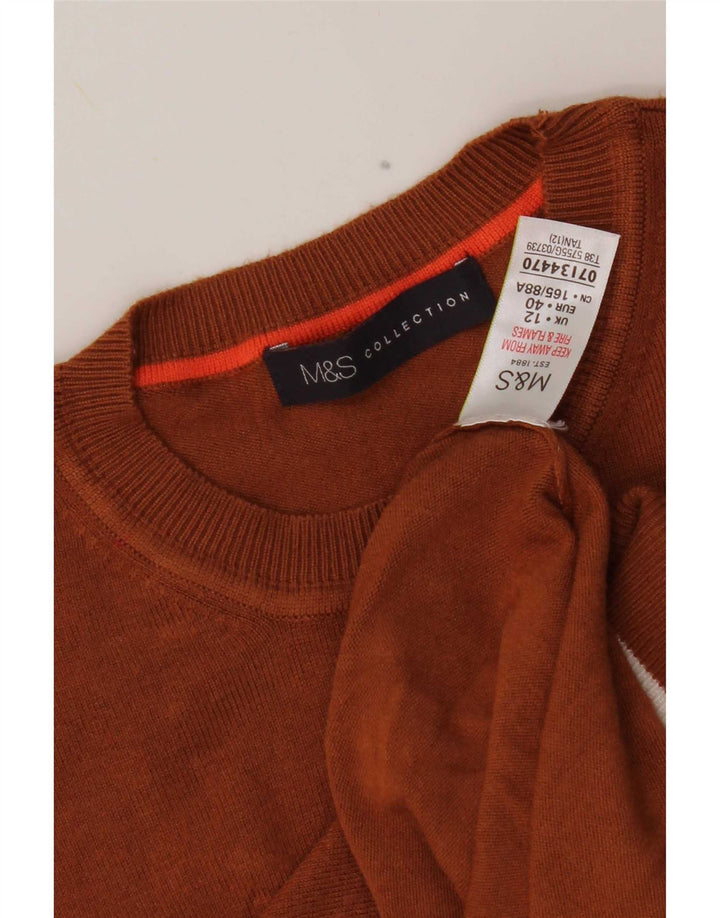 Marks & Spencer Damen Pullover mit Rundhalsausschnitt, UK 12, Mittelbraun