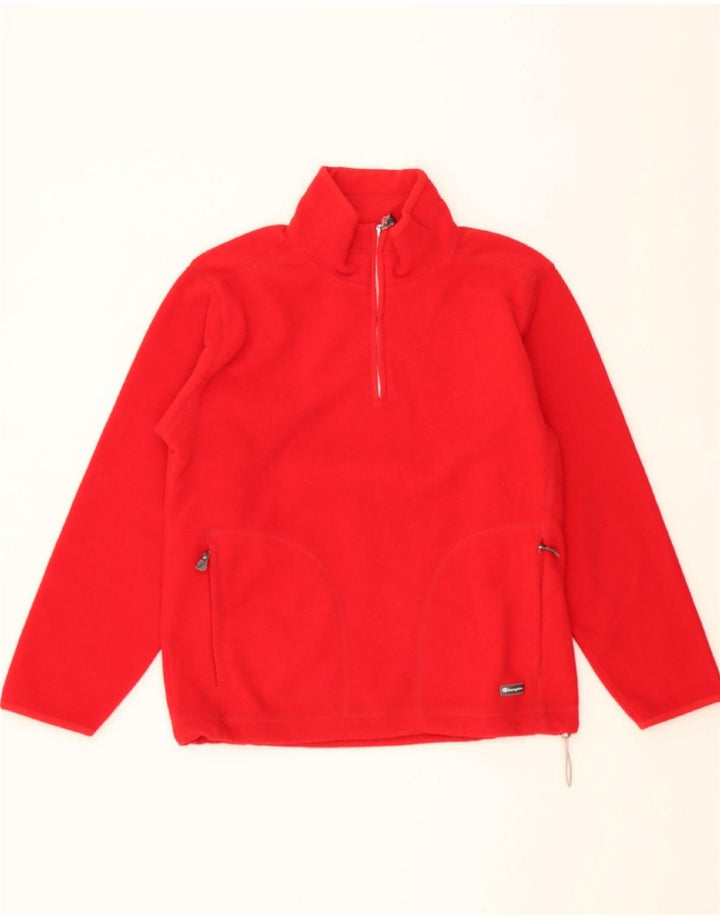 CHAMPION Womens Oversized Zip Neck Fleece Jumper UK 10 Small Red Polyester Vintage Champion and Second-Hand Champion from Messina Hembry 
