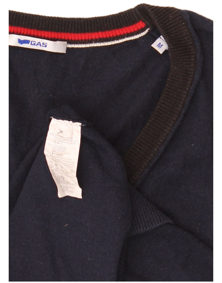 Ärmelloser Herren-Cardigan von Gas aus mittelblauer, marineblauer Baumwolle