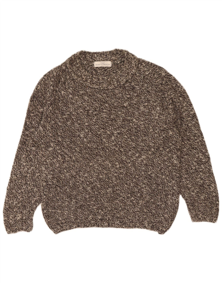 Marks & Spencer Herren-Pullover mit Rundhalsausschnitt, klein, grau gesprenkelte Wolle