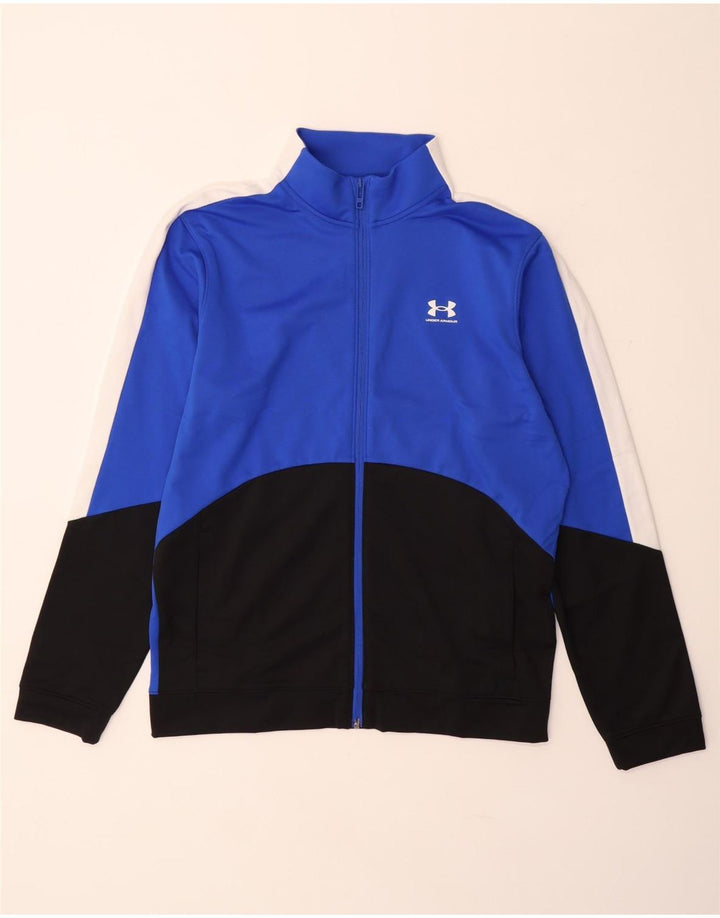UNDER ARMOUR Mens Tracksuit Top Jacket Medium Blue Colourblock Polyester