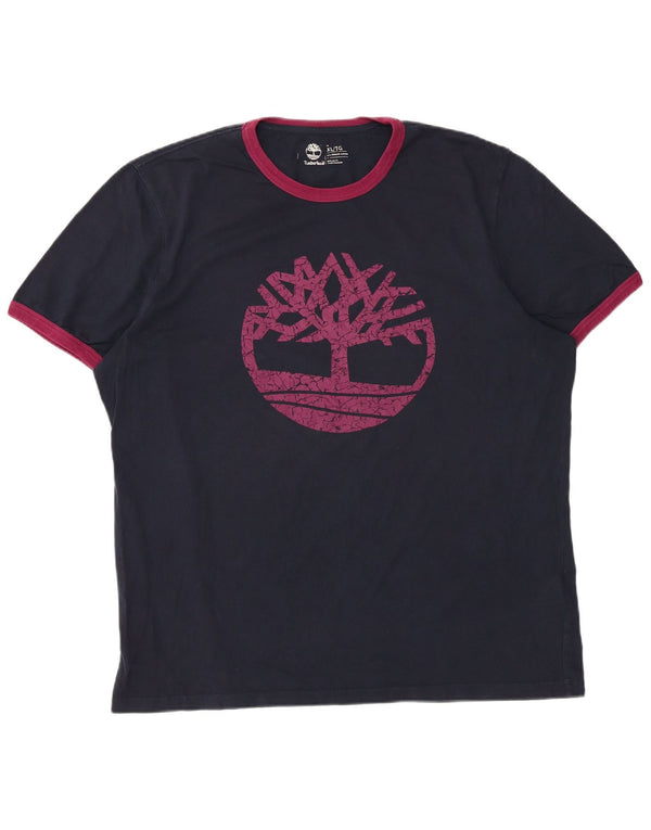 Timberland Herren-T-Shirt mit normaler Passform und Grafik, XL, Marineblau, Farbblock